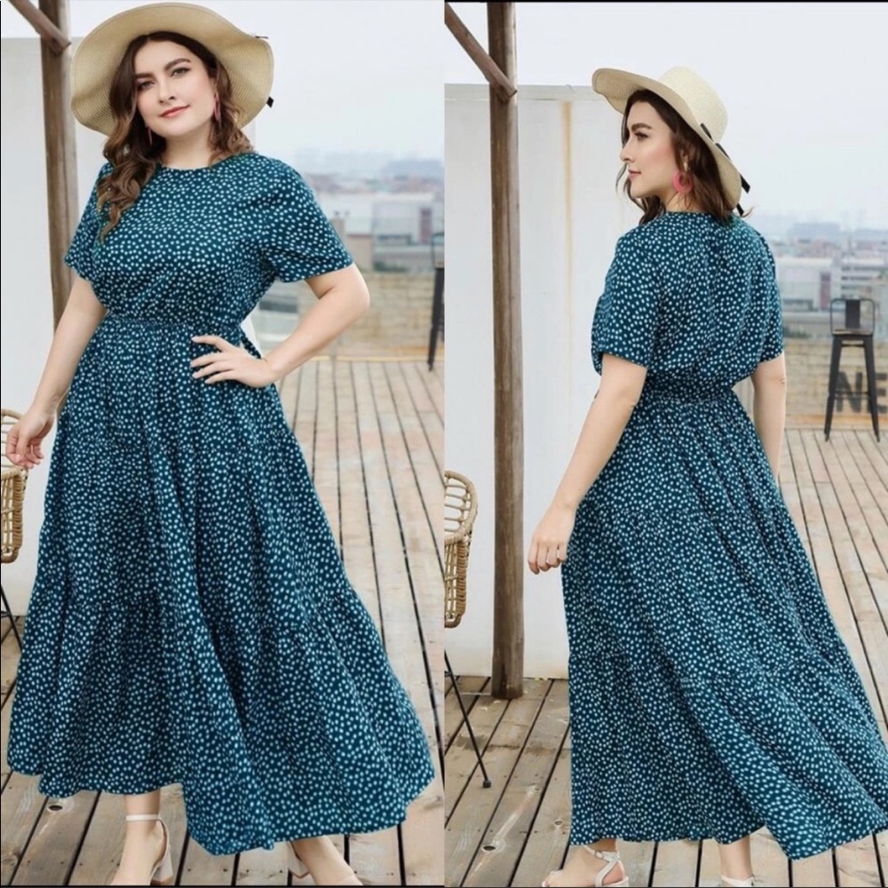Boho plus size dot swing maxi dress - Picture 8 of 12